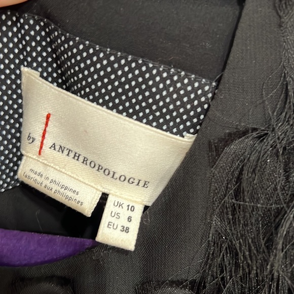 By Anthropologie Roxie Textured Feathered Fringe Dot Shift Mini LBD - Picture 6 of 9